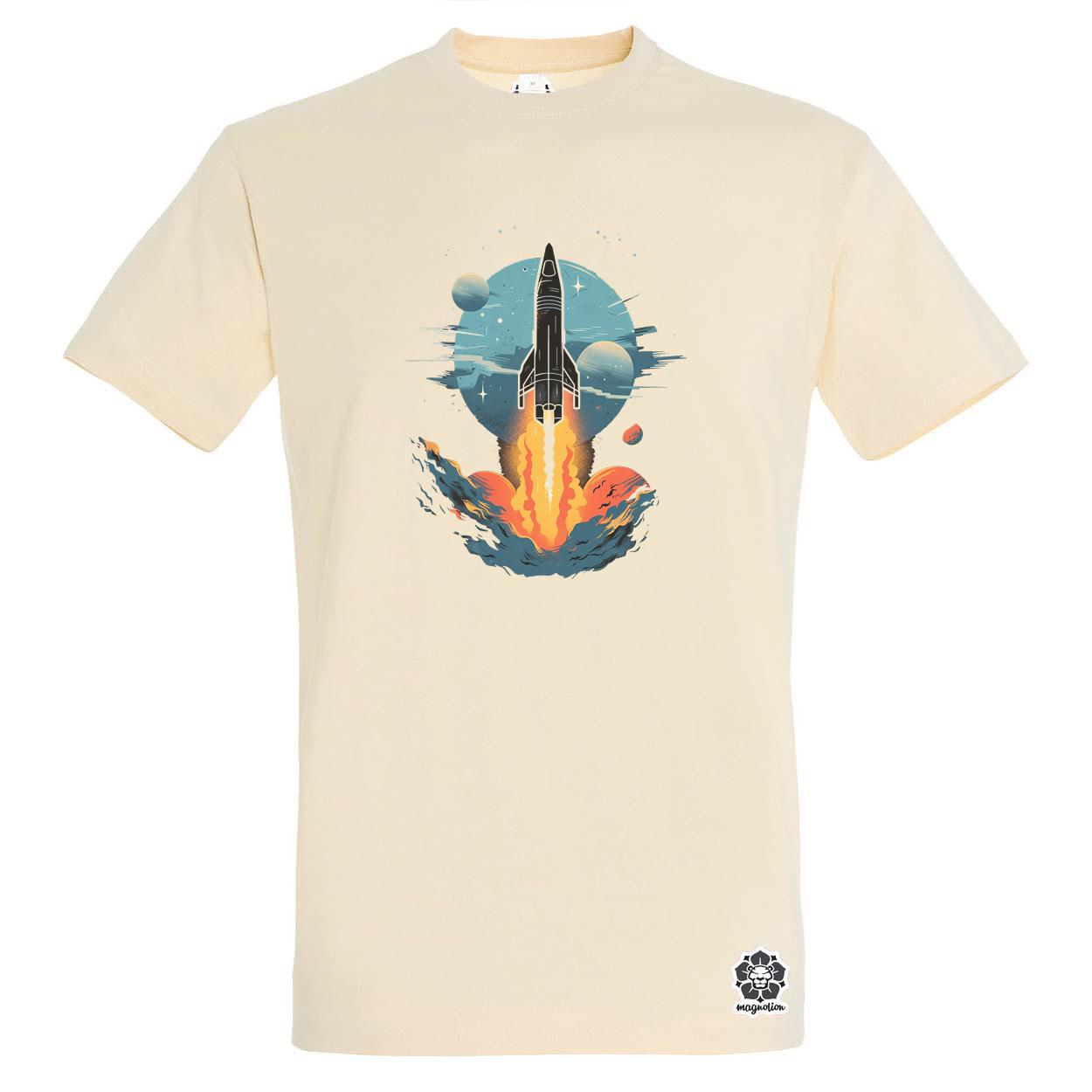Retro sci-fi rakéta kilővés v2 egyedi póló 