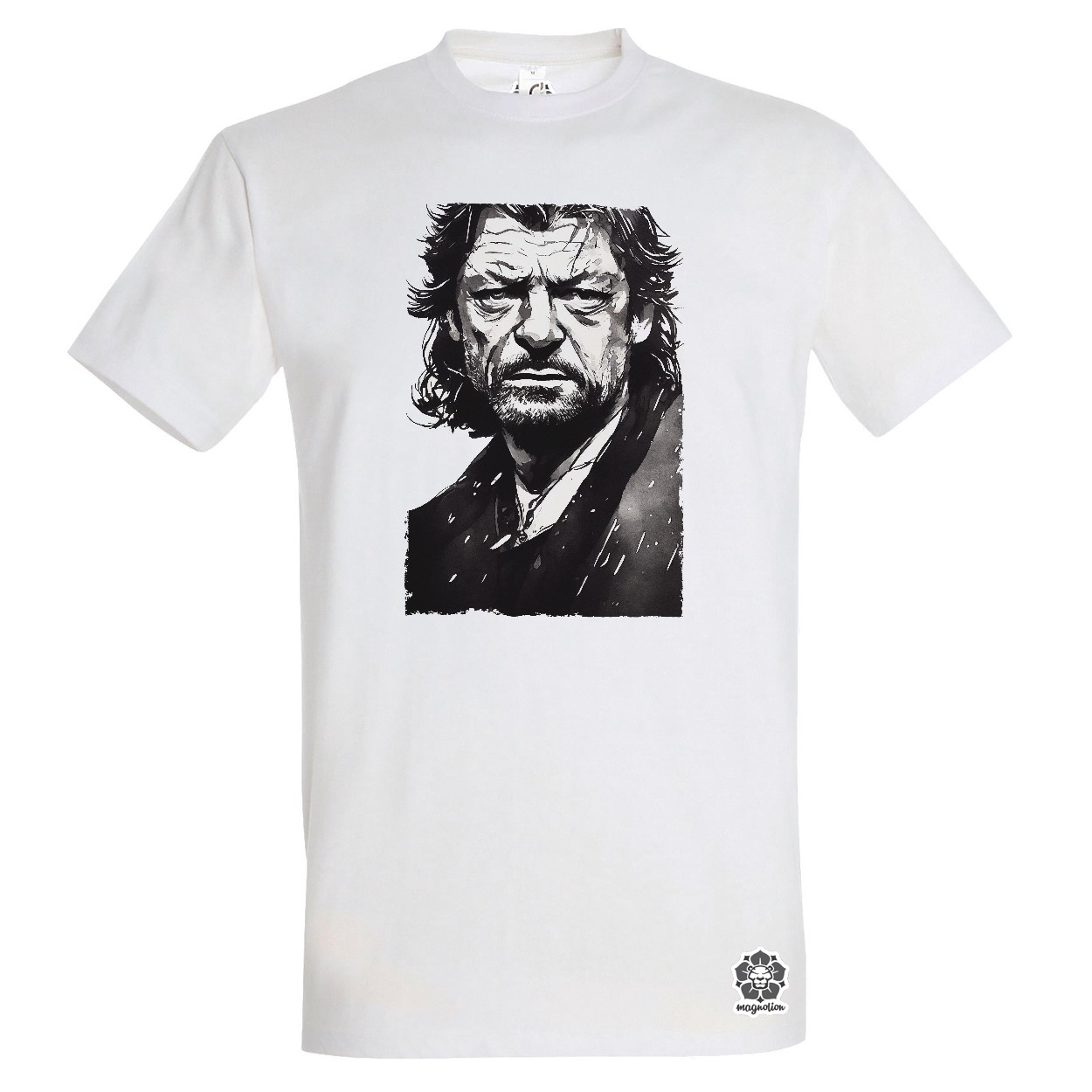 Fekete-fehér Eddard Ned Stark rajz egyedi póló 