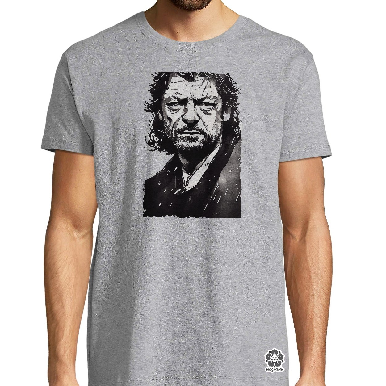 Fekete-fehér Eddard Ned Stark rajz egyedi póló 