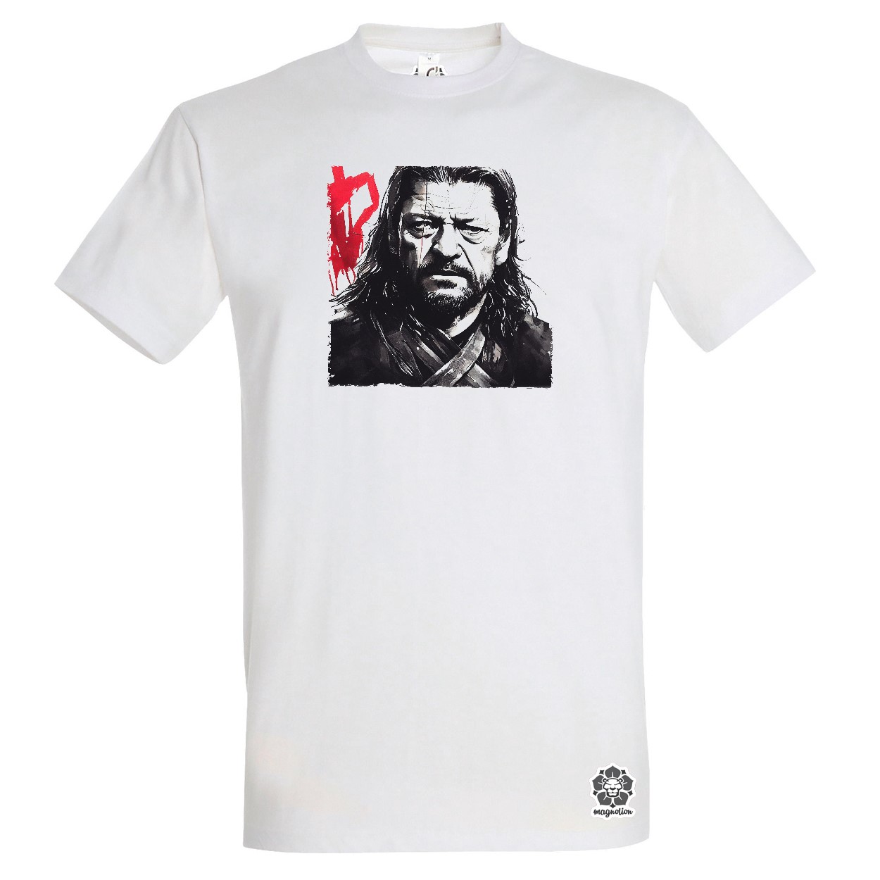 Fekete-piros Eddard Ned Stark rajz v2 egyedi póló 