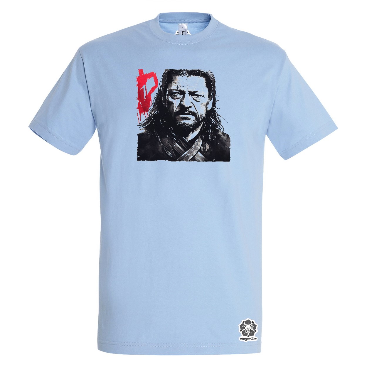 Fekete-piros Eddard Ned Stark rajz v2 egyedi póló 