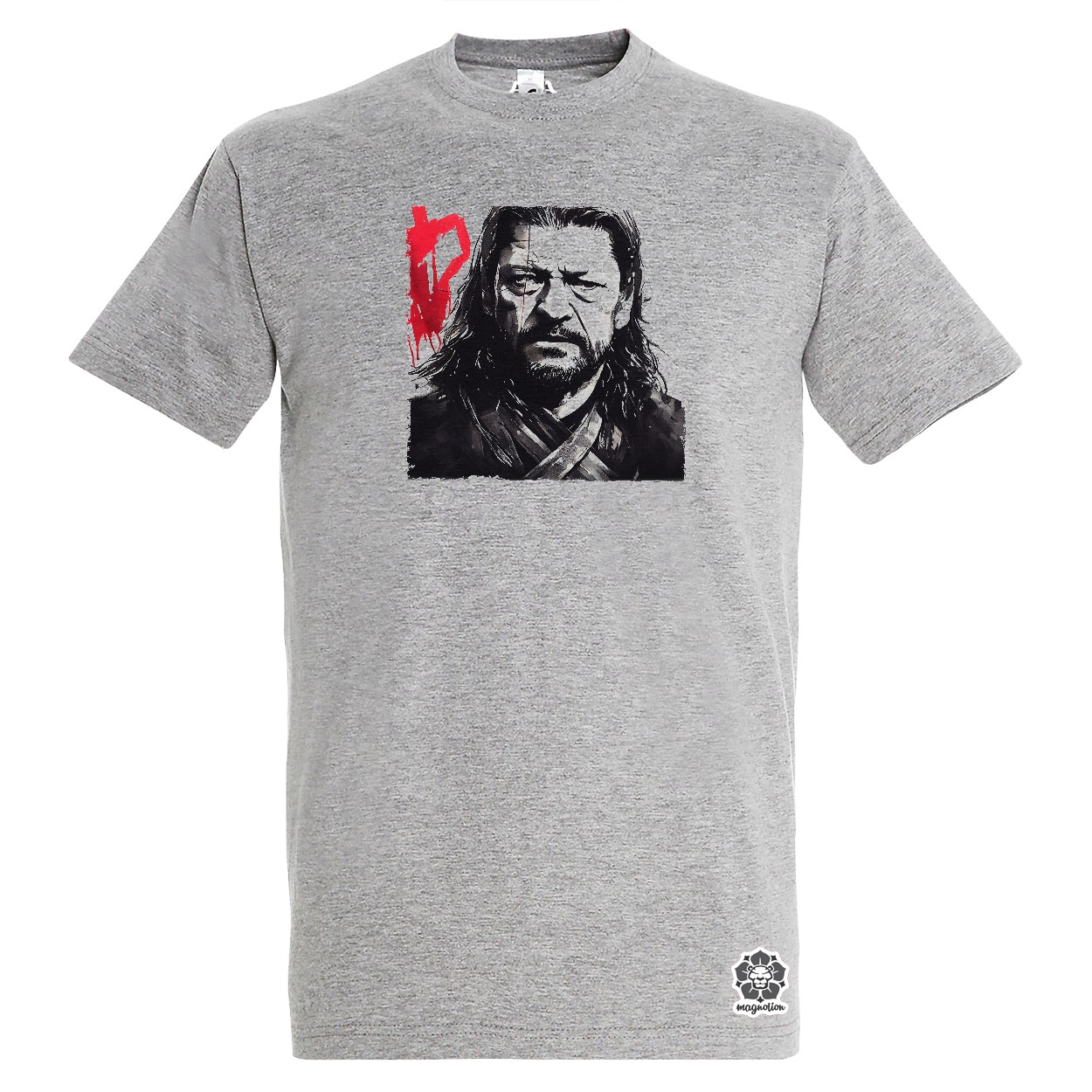 Fekete-piros Eddard Ned Stark rajz v2 egyedi póló 