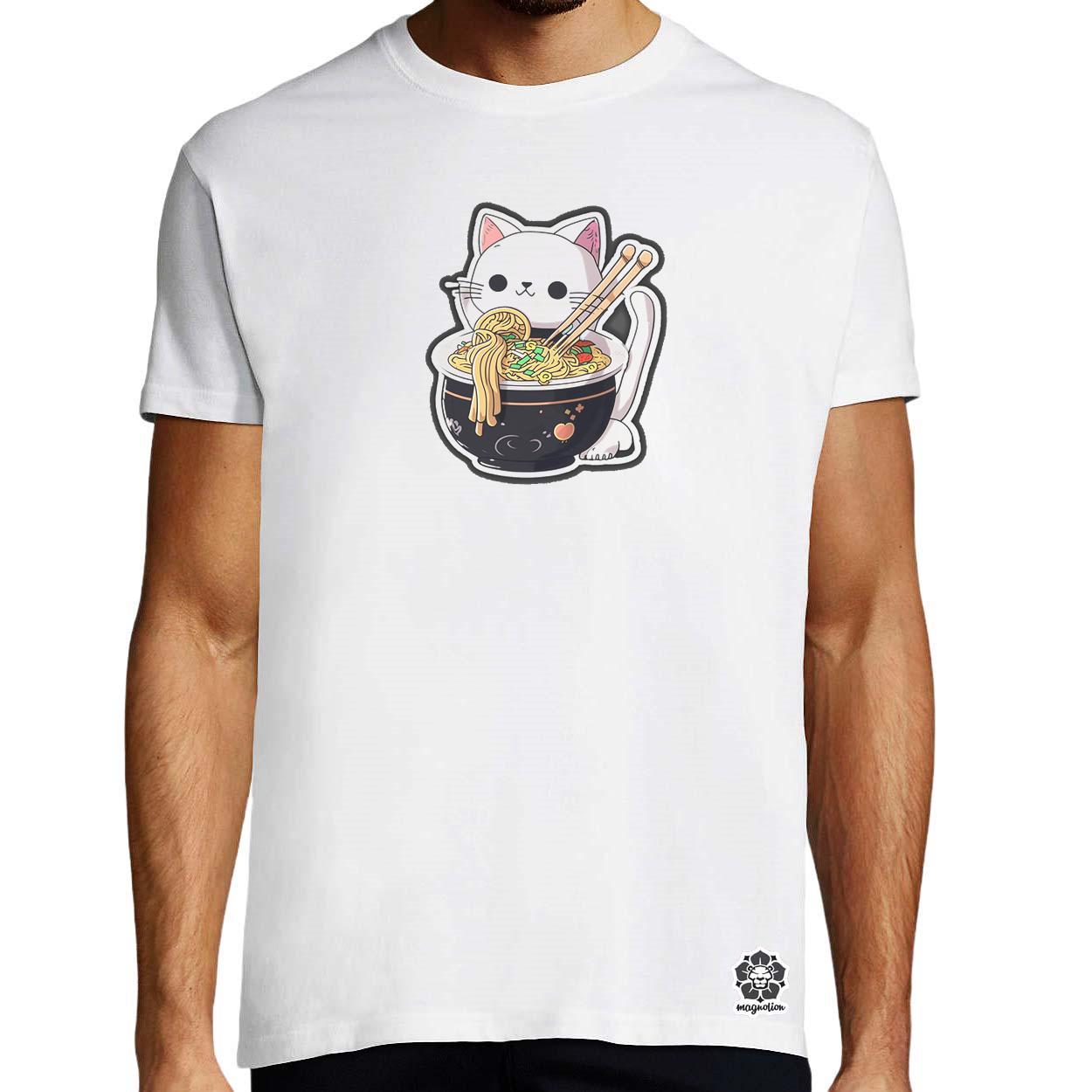 Kawaii rámen cica v3 egyedi póló 