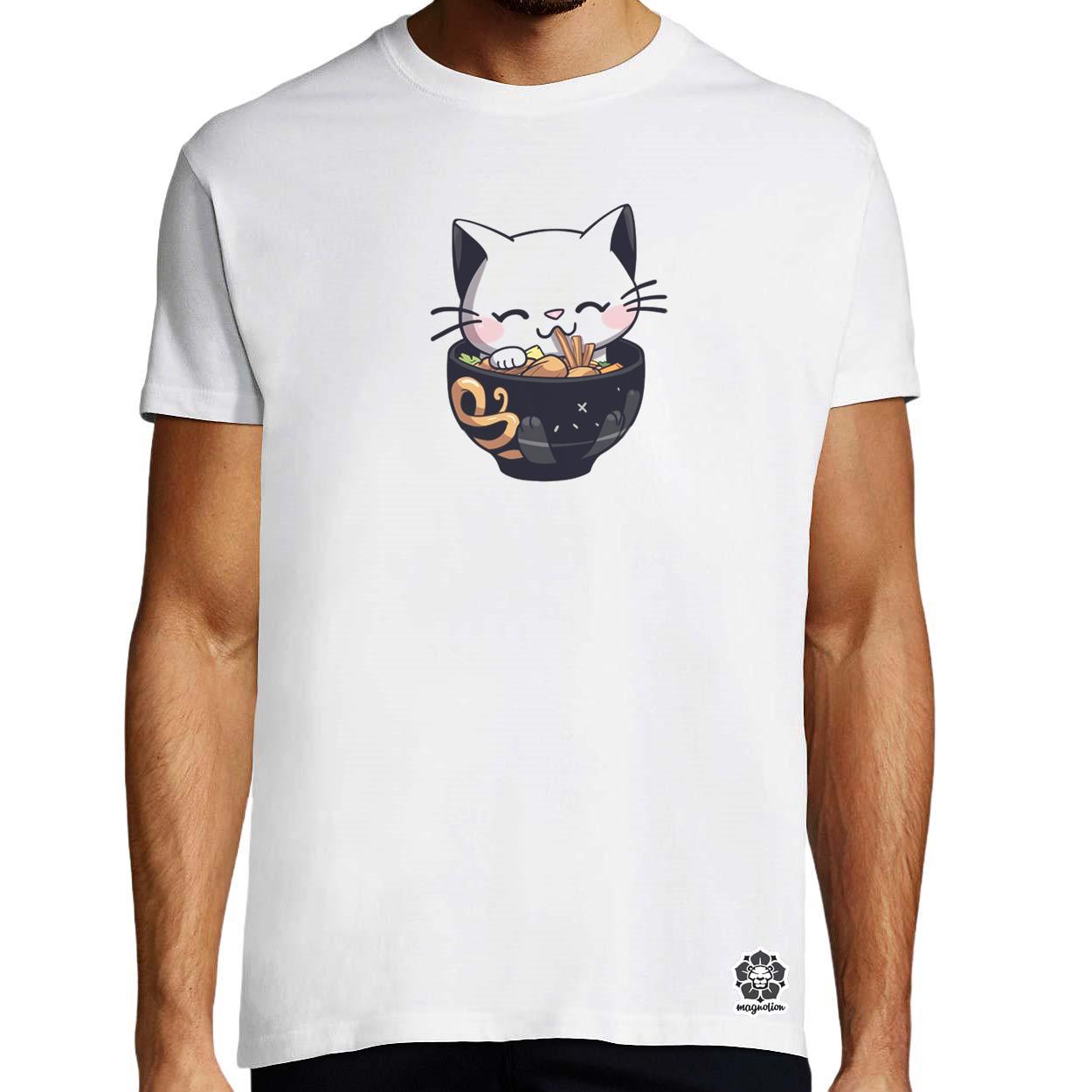 Kawaii rámen cica v4 egyedi póló 