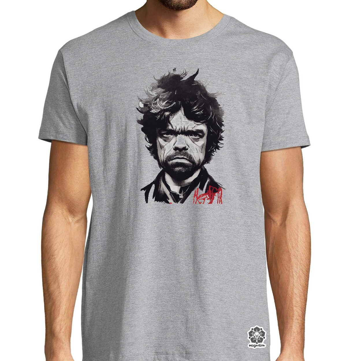 Fekete-piros Tyrion rajz v1 egyedi póló 