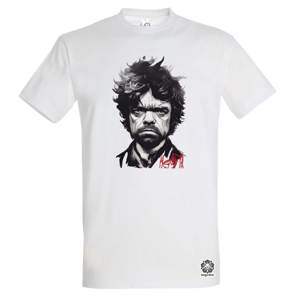 Fekete-piros Tyrion rajz v1 egyedi póló 