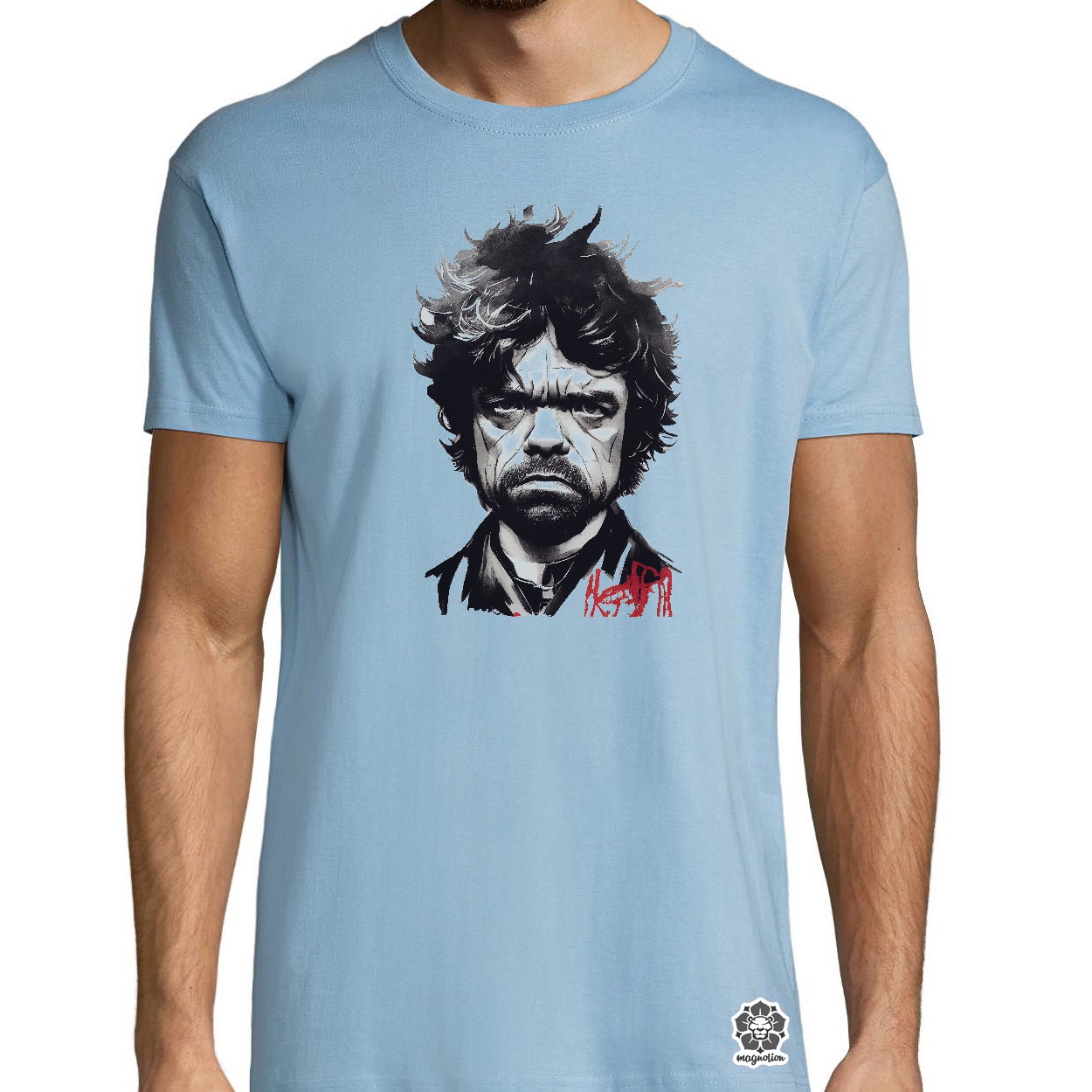 Fekete-piros Tyrion rajz v1 egyedi póló 