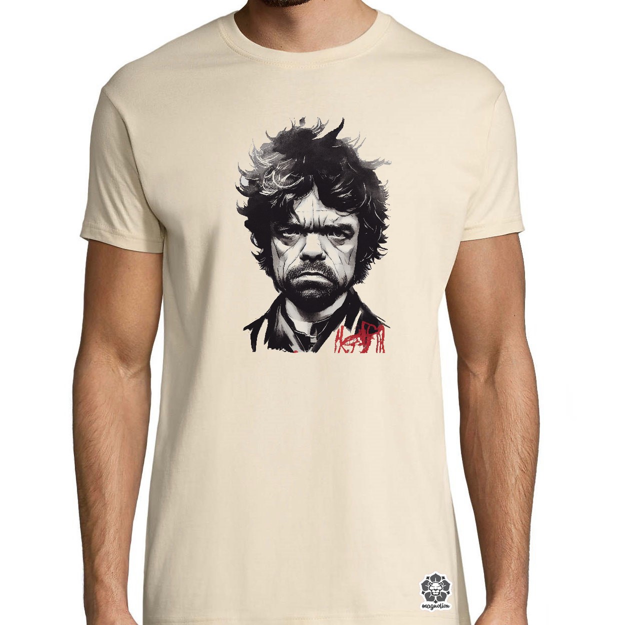 Fekete-piros Tyrion rajz v1 egyedi póló 
