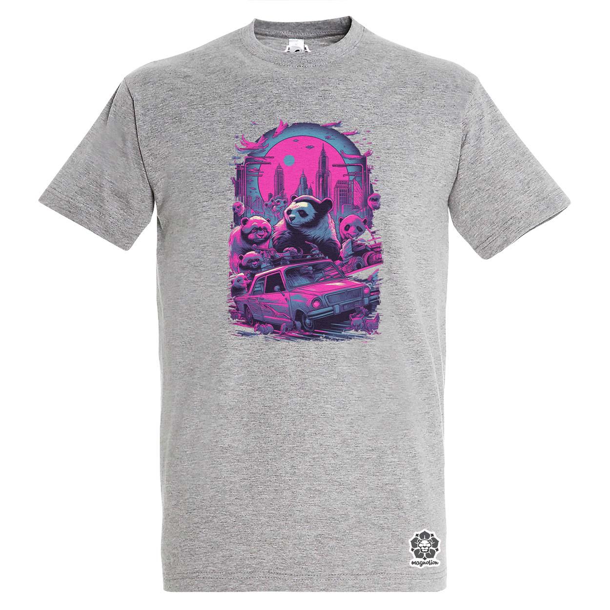 Synthwave motoros panda v2 egyedi póló 