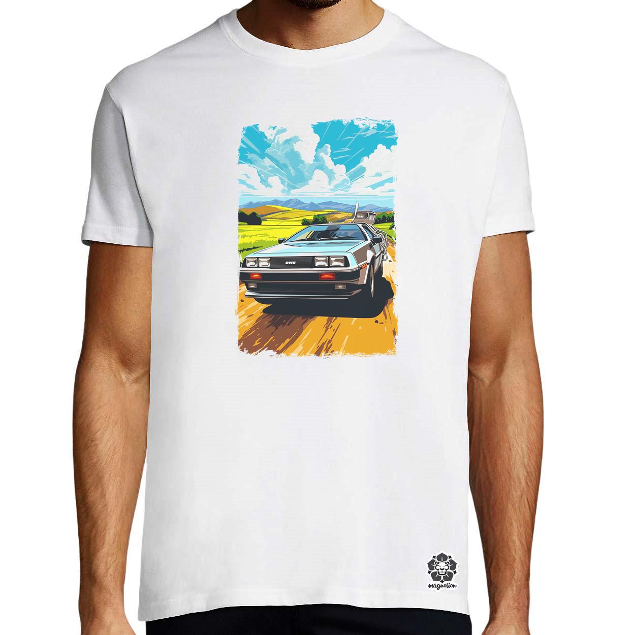 DeLorean DMC retró utazás v2 egyedi póló 