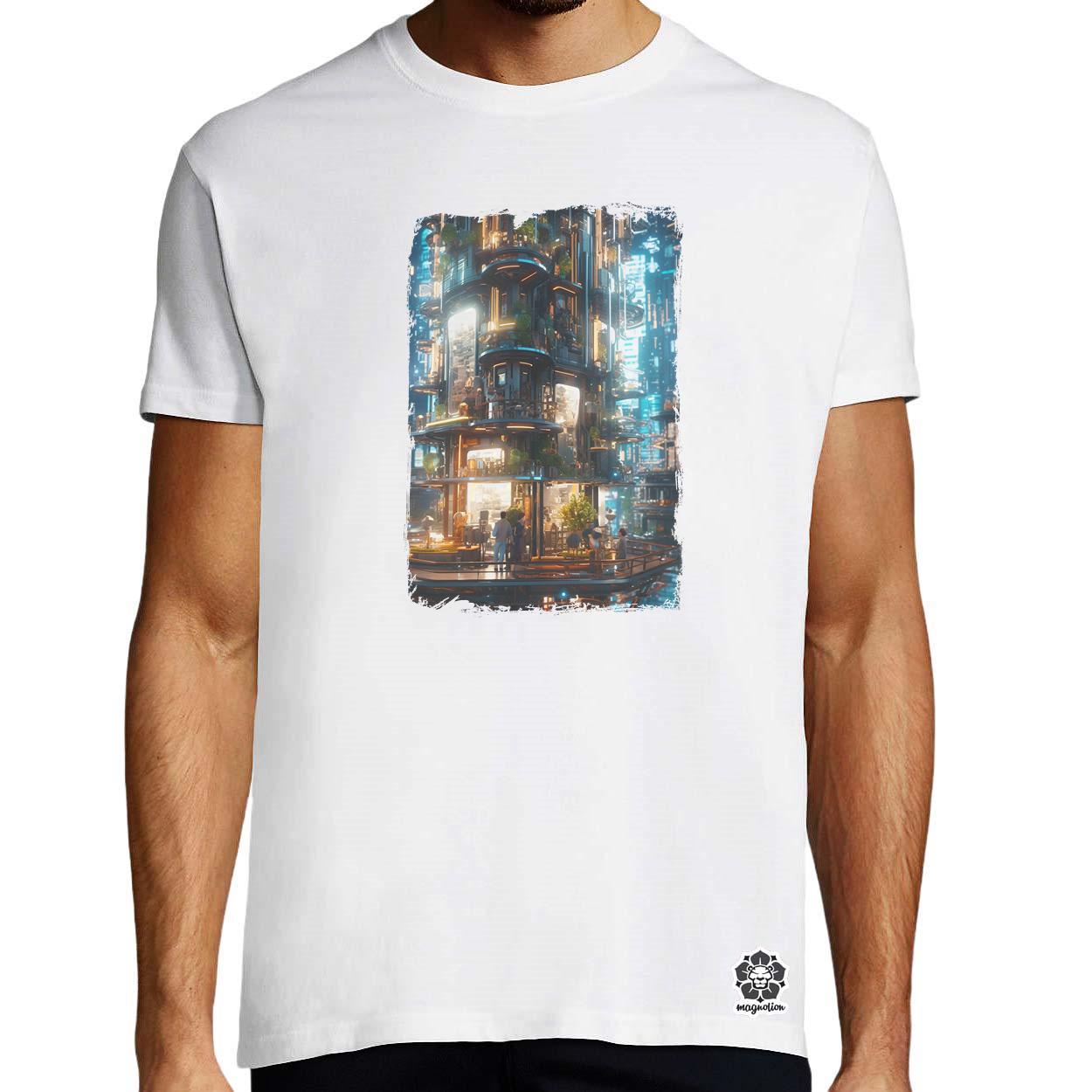 Cyberpunk város hangulat v2 egyedi póló 