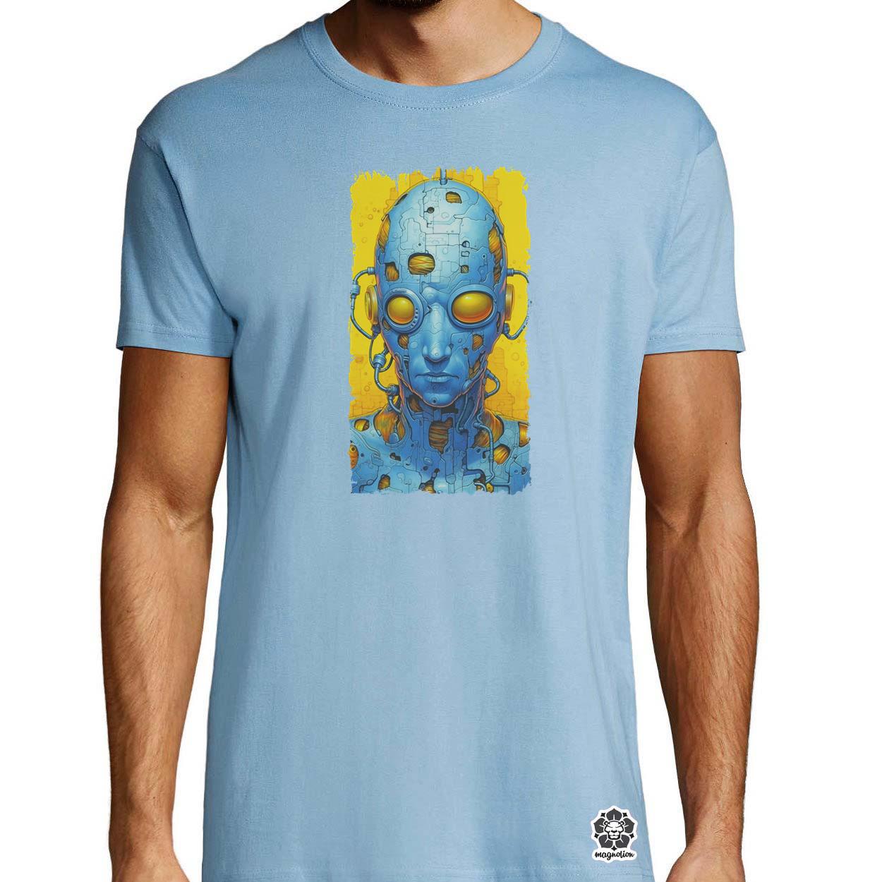 Kék humanoid v8 egyedi póló 