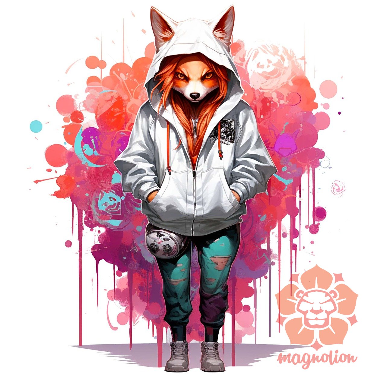 Hiphop anime róka lány v5 egyedi póló 