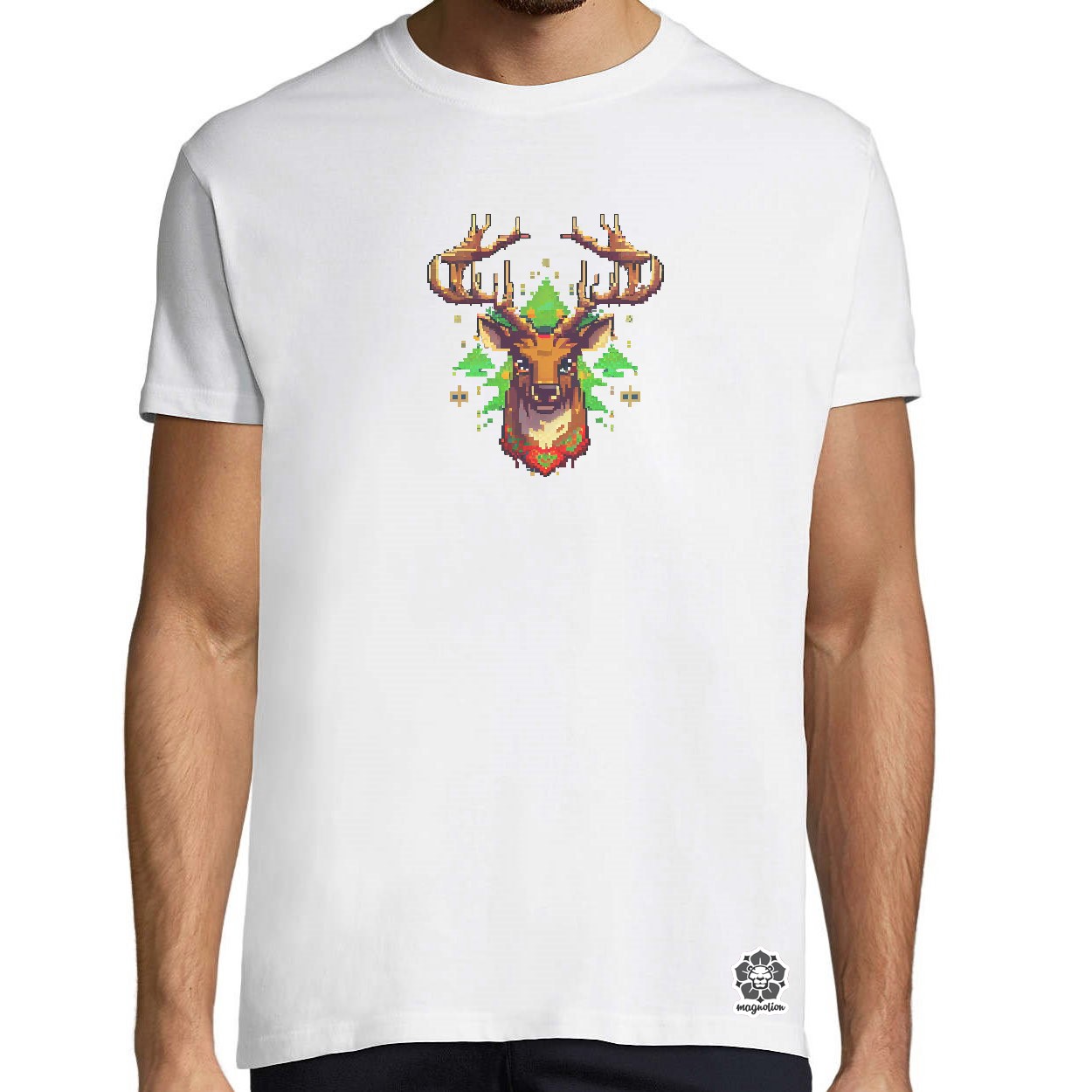 Pixelart XMAS szarvas v1 egyedi póló 