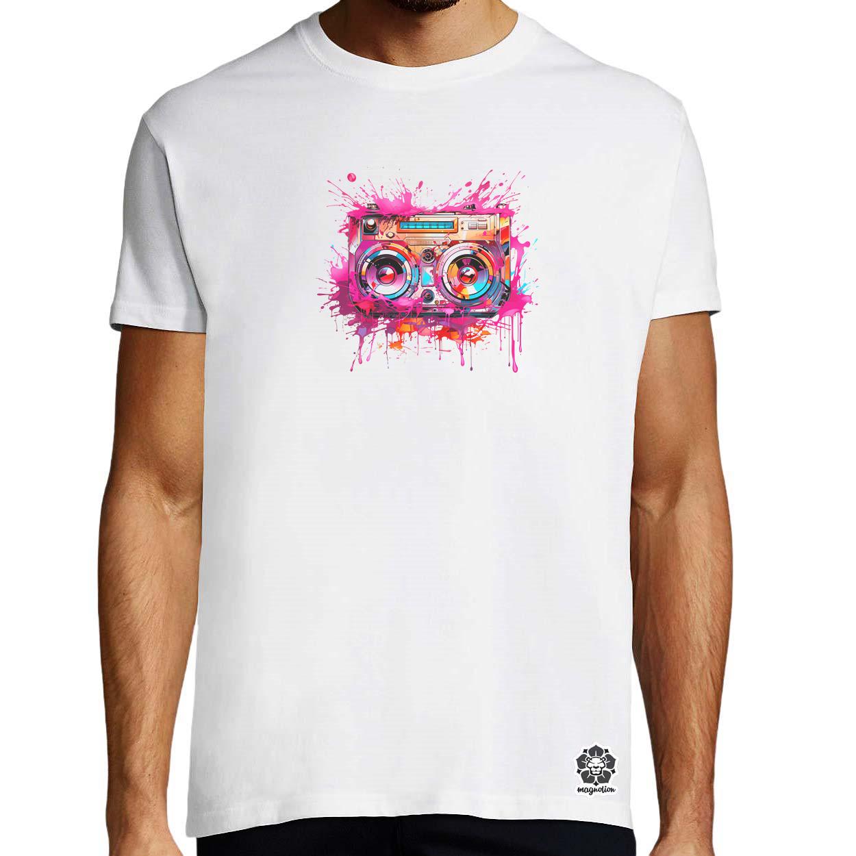 Retró boombox v3 egyedi póló 