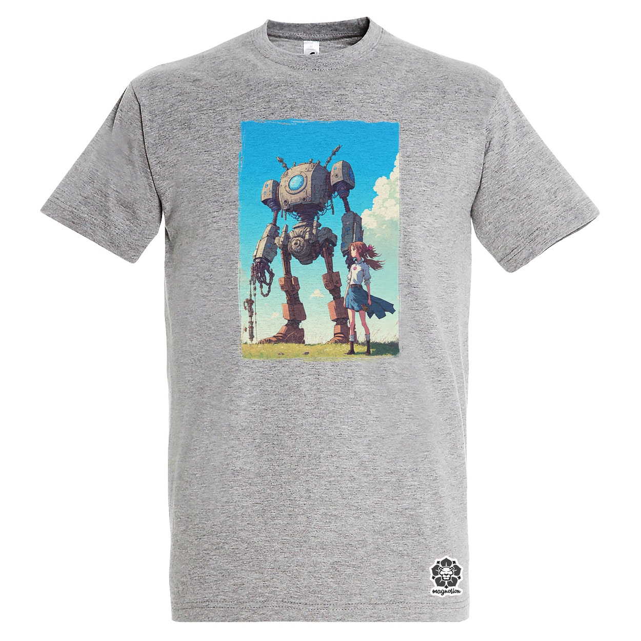 Lány és ócska robotja v2 egyedi póló 