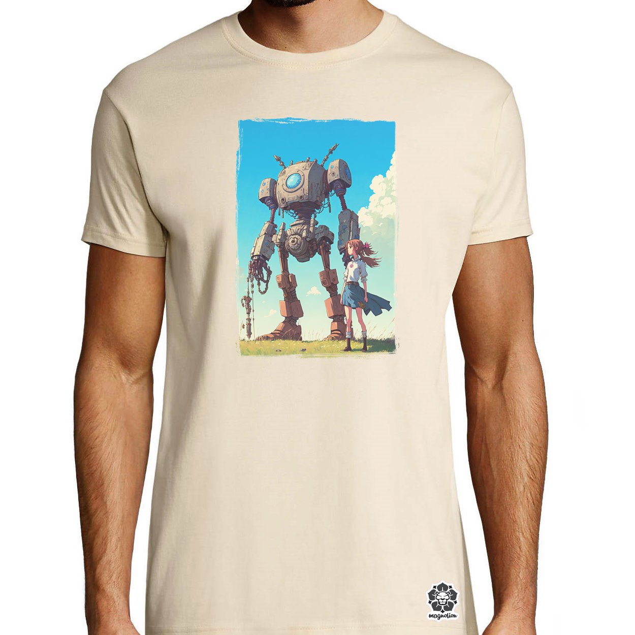 Lány és ócska robotja v2 egyedi póló 