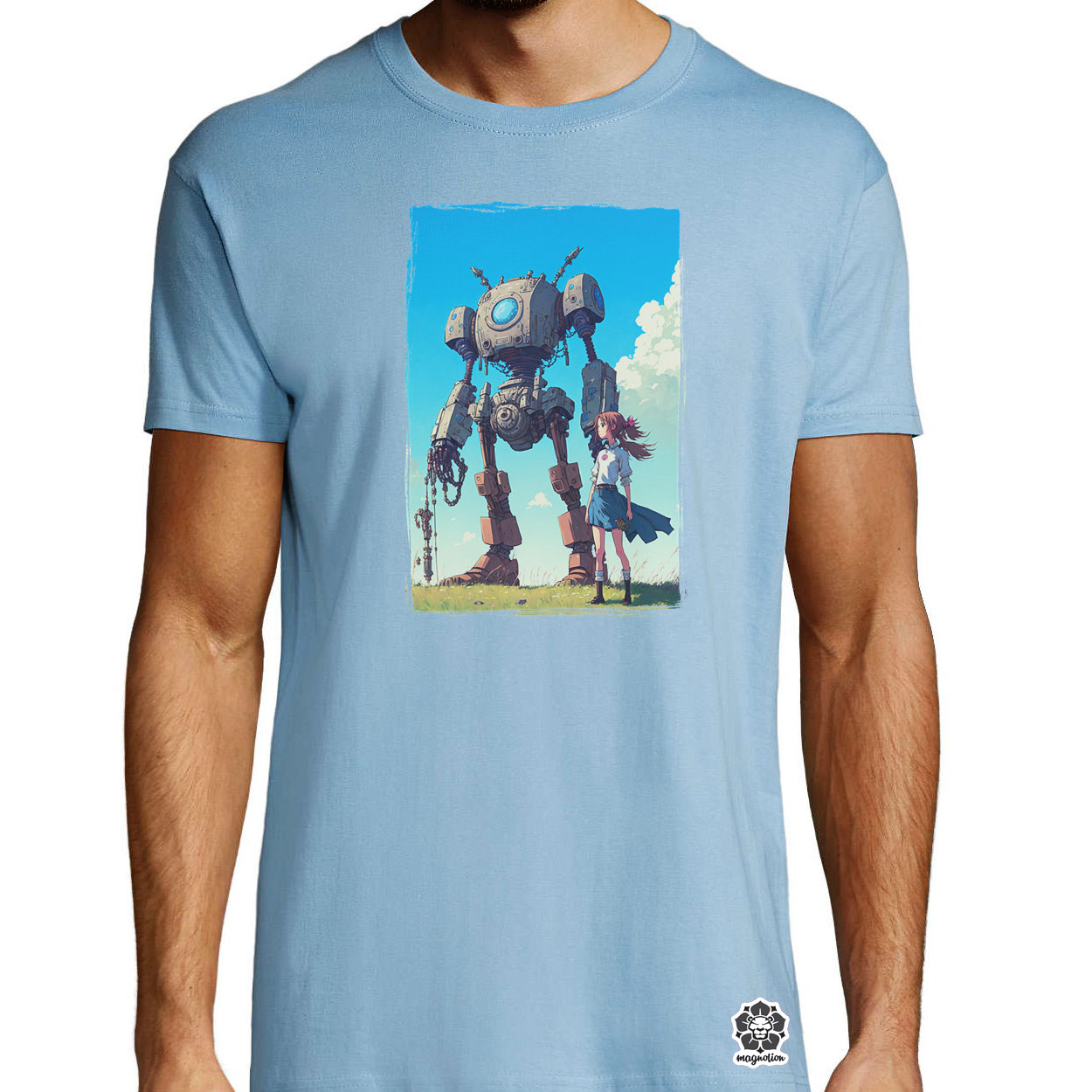 Lány és ócska robotja v2 egyedi póló 