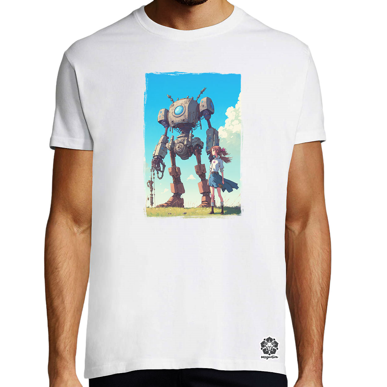 Lány és ócska robotja v2 egyedi póló 