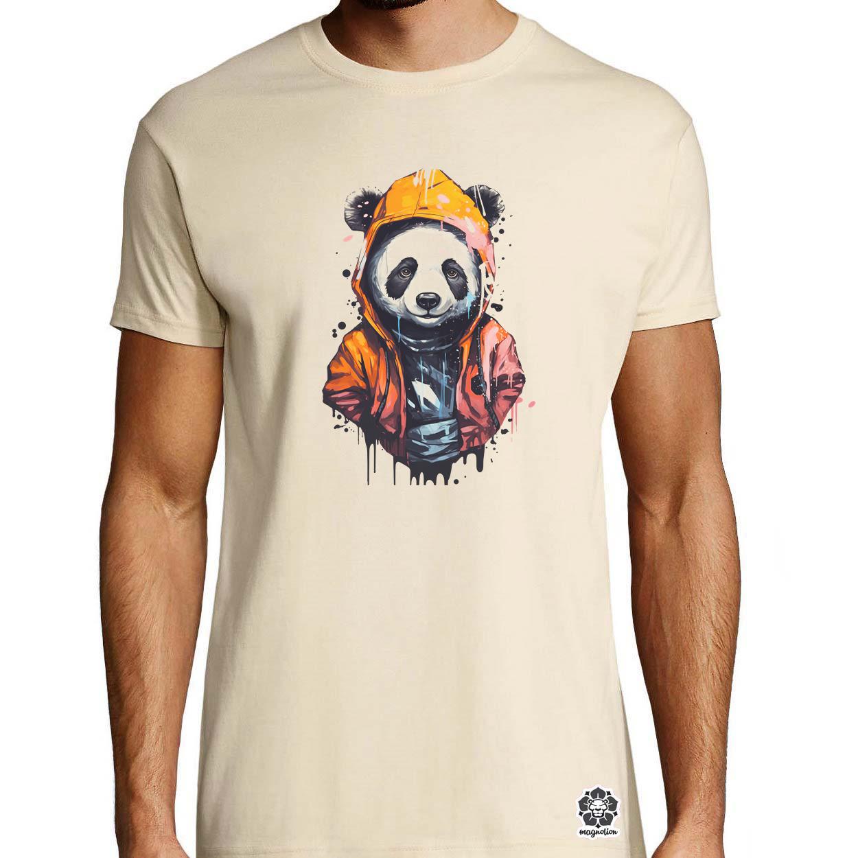 Kapucnis panda v3 egyedi póló 