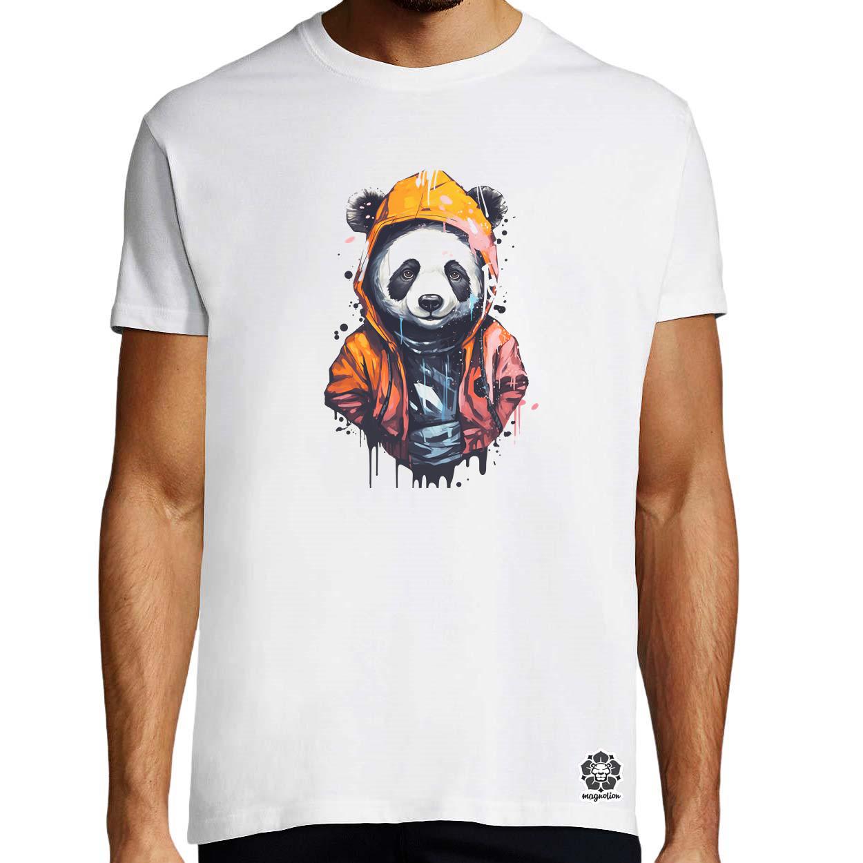 Kapucnis panda v3 egyedi póló 