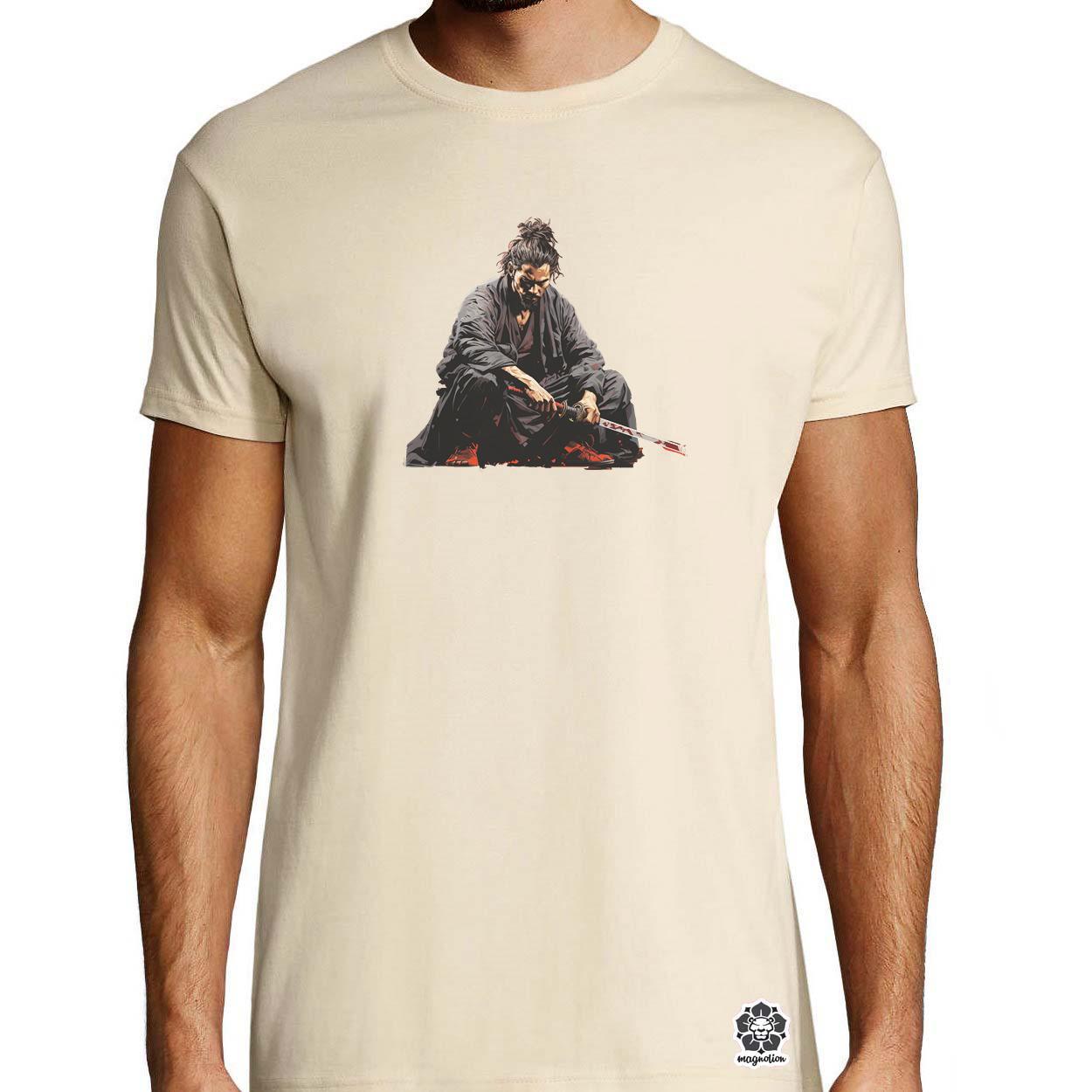 Szamuráj meditál v4 egyedi póló 