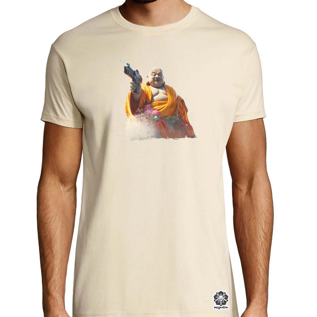 Vizipisztolyos Buddha egyedi póló 