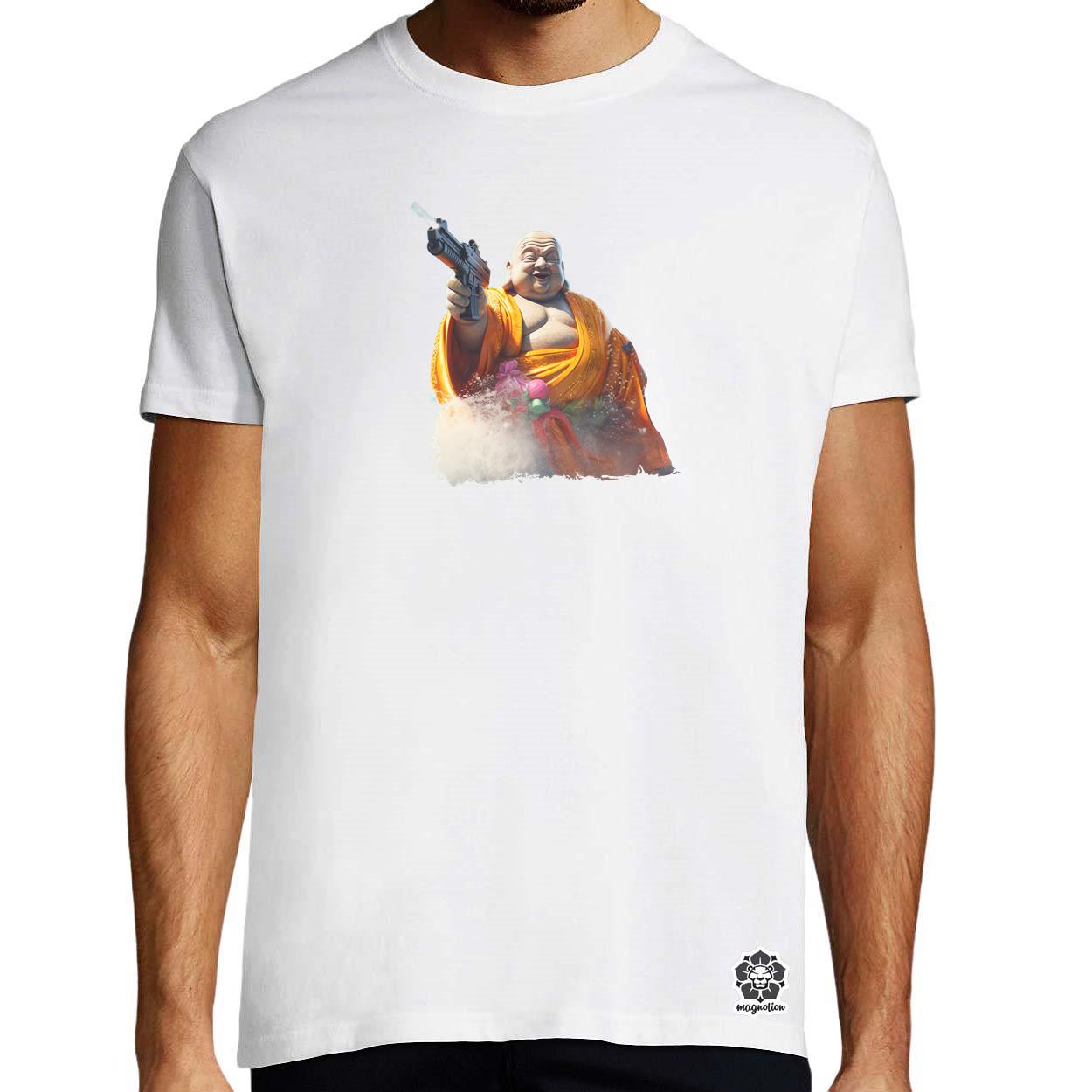 Vizipisztolyos Buddha egyedi póló 
