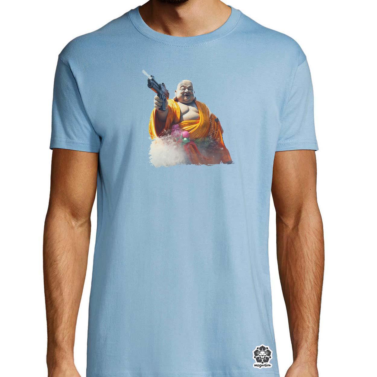Vizipisztolyos Buddha egyedi póló 