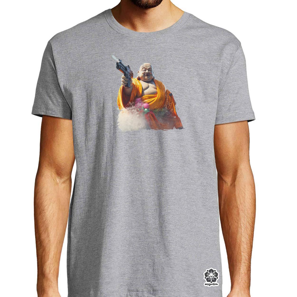 Vizipisztolyos Buddha egyedi póló 