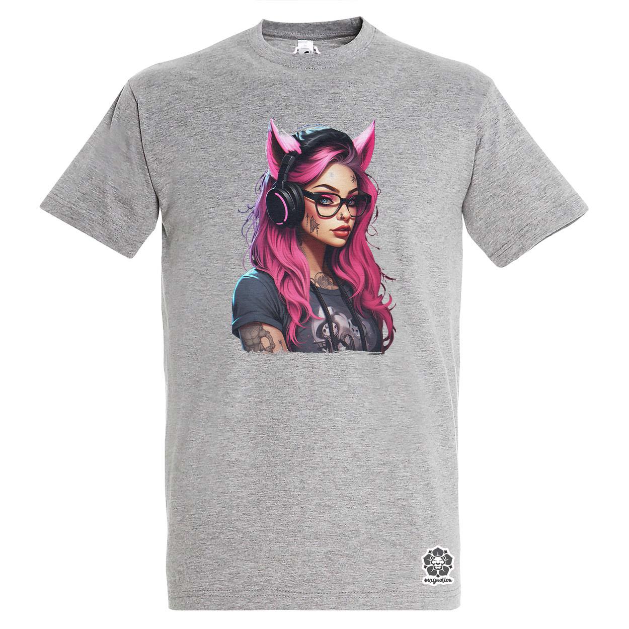 Pink gamer macskalány v5 egyedi póló 