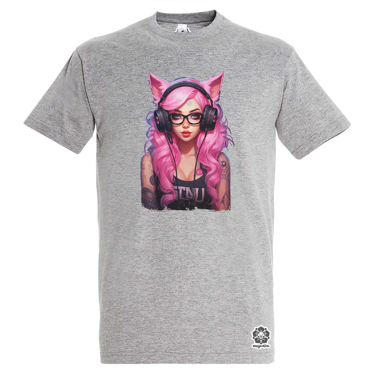 Pink gamer macskalány v7 egyedi póló 