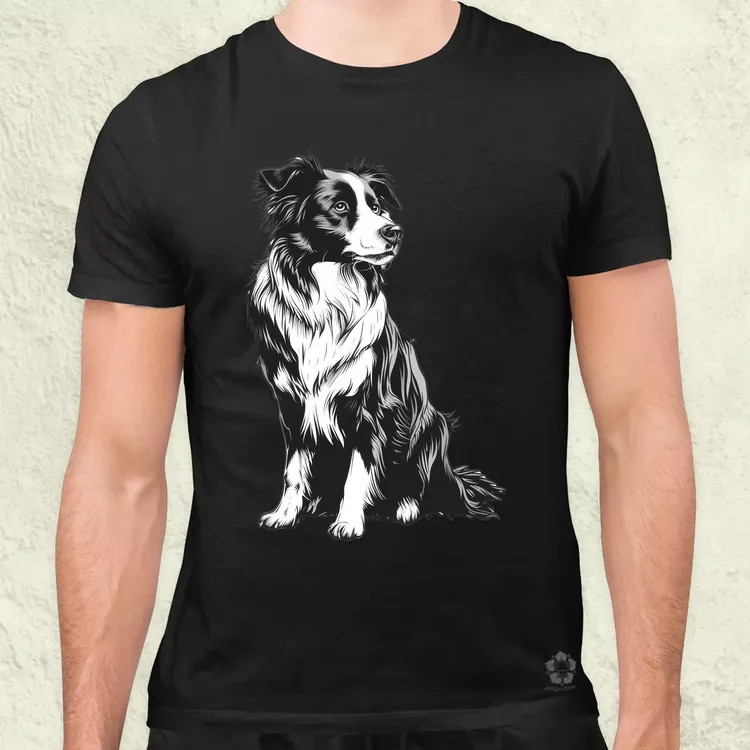 Border collie rajz v8 férfi póló