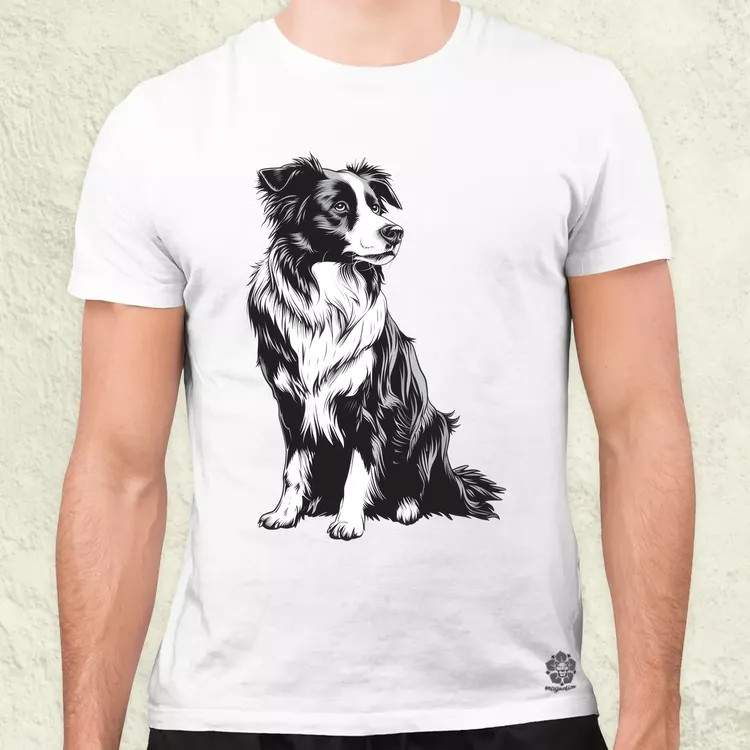 Border collie rajz v8 férfi póló