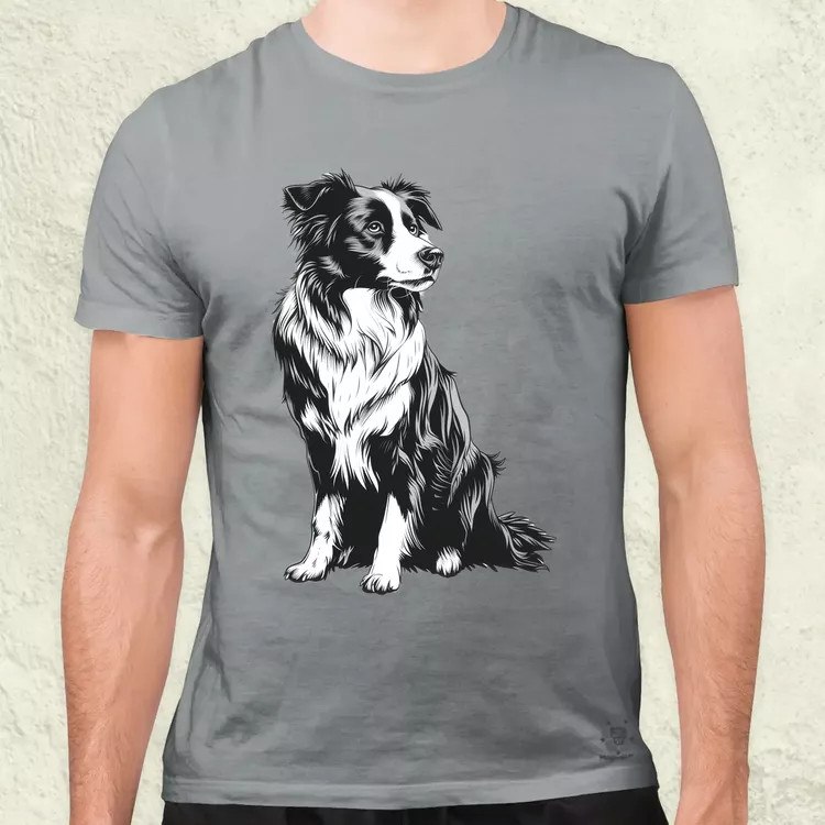 Border collie rajz v8 férfi póló