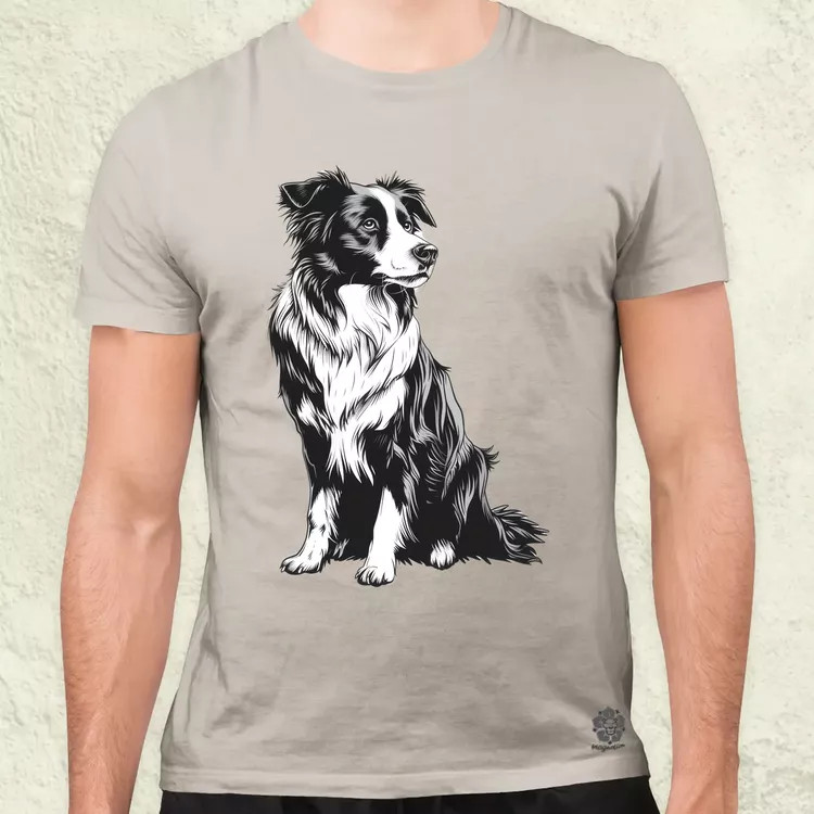 Border collie rajz v8 férfi póló