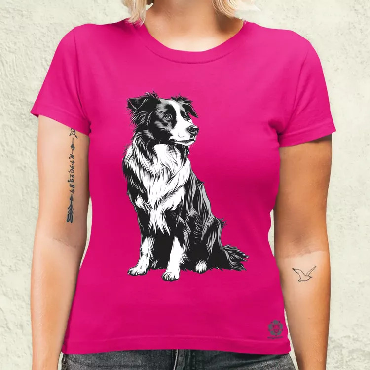 Border collie rajz v8 női póló