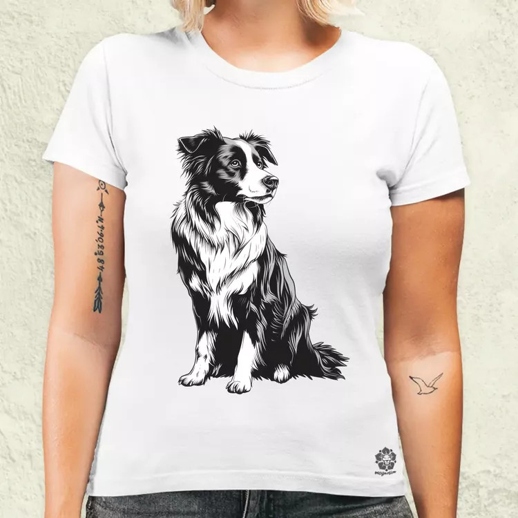 Border collie rajz v8 női póló