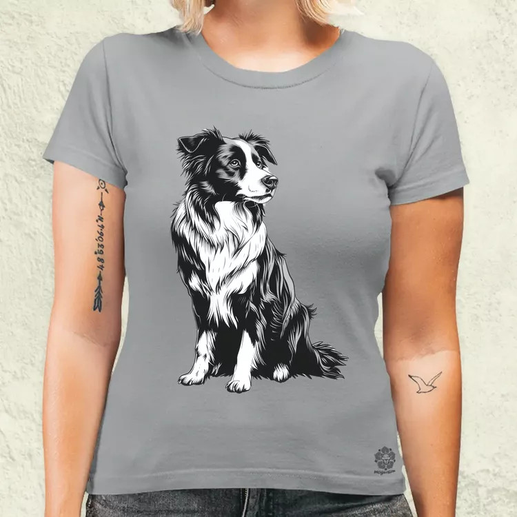 Border collie rajz v8 női póló