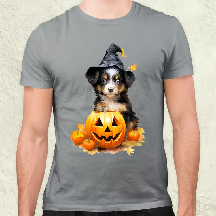 Halloween tök és kutyus v1 férfi póló