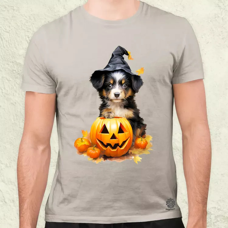 Halloween tök és kutyus v1 férfi póló