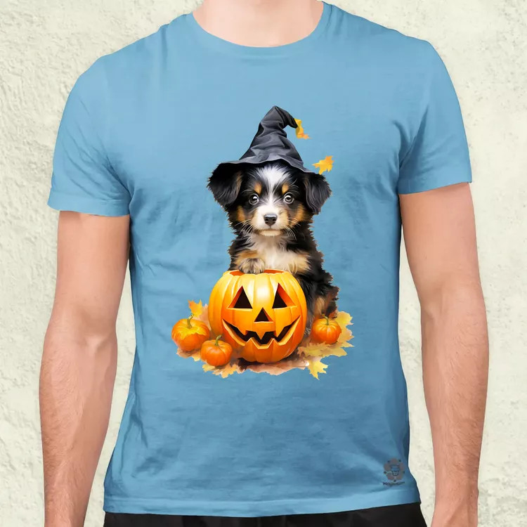 Halloween tök és kutyus v1 férfi póló