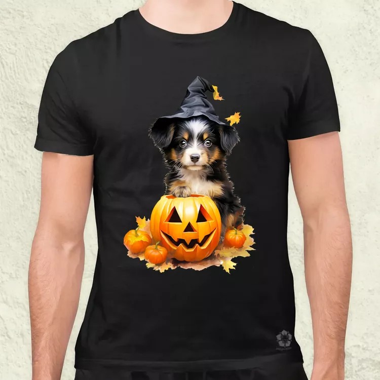 Halloween tök és kutyus v1 férfi póló