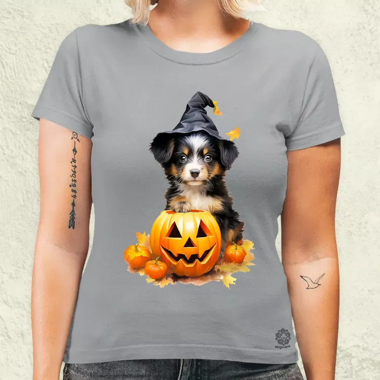 Halloween tök és kutyus v1 női póló
