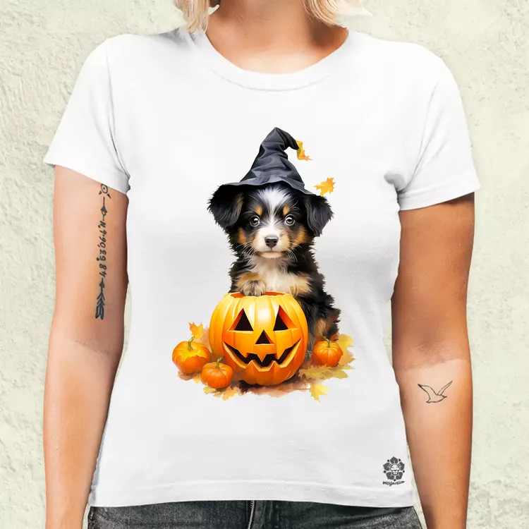 Halloween tök és kutyus v1 női póló
