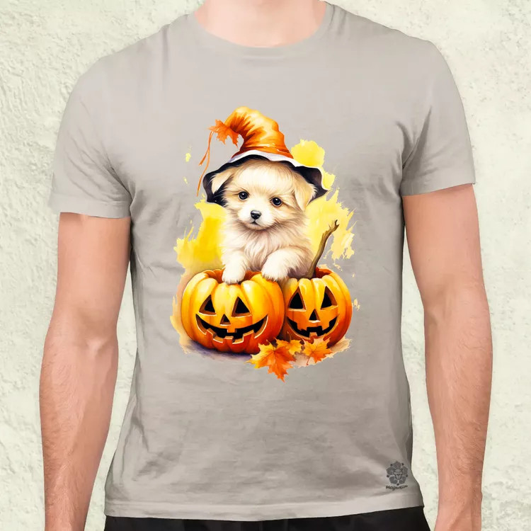 Halloween tök és kutyus v4 férfi póló