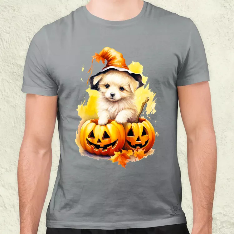 Halloween tök és kutyus v4 férfi póló