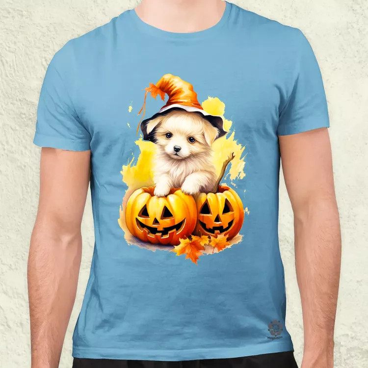 Halloween tök és kutyus v4 férfi póló