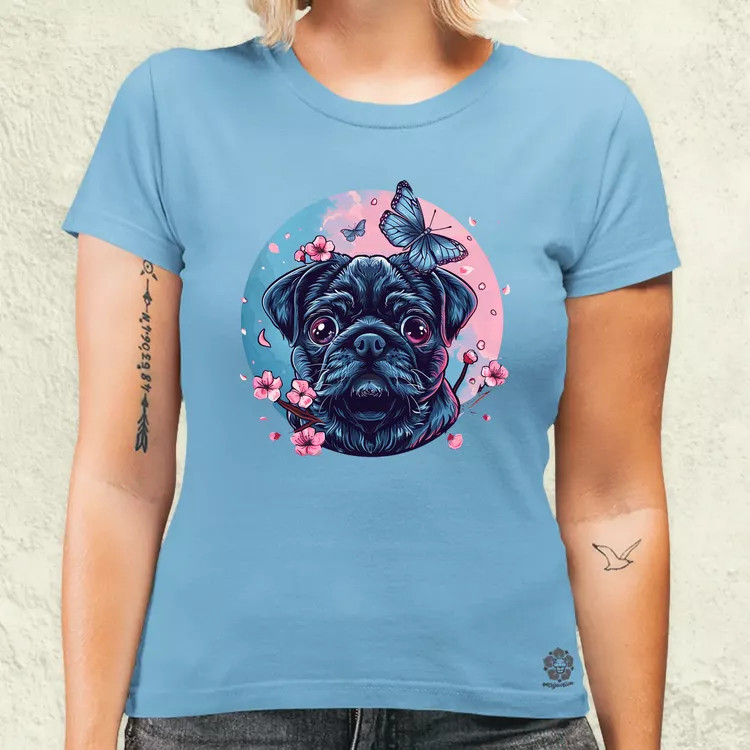 Mopsz és pillangó v1 női póló