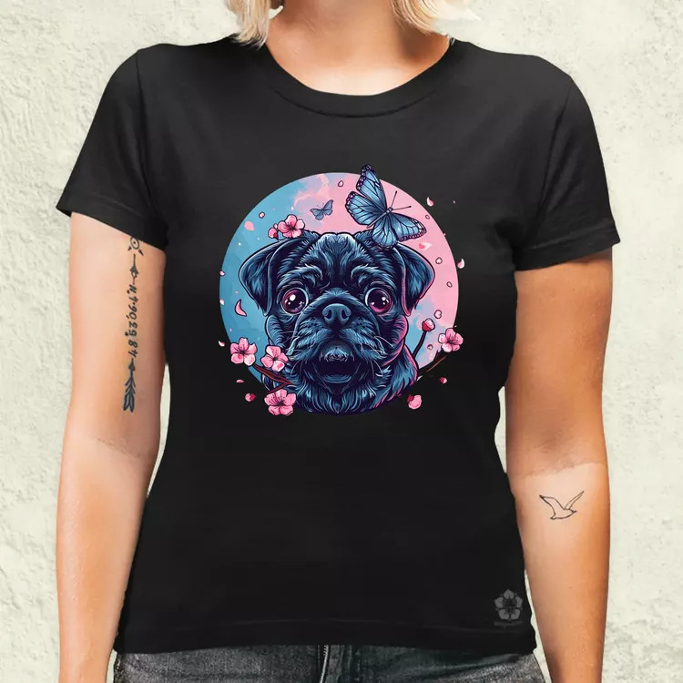 Mopsz és pillangó v1 női póló